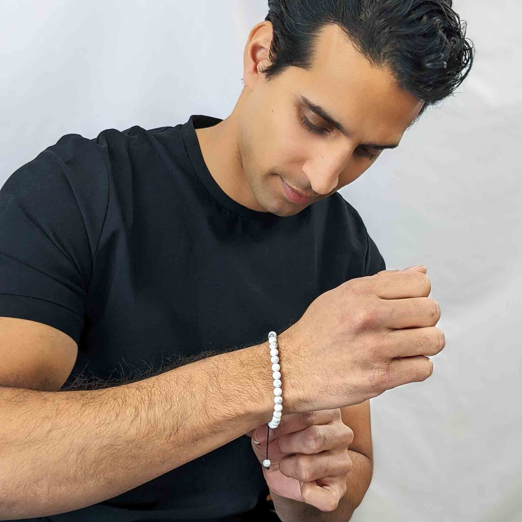 Howlite | Men's Tasbih Bracelet, islamic_prayer_beads - Grounded Revival