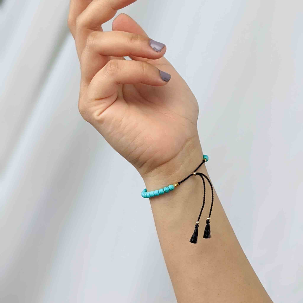 Turquoise Silk Tasbih Bracelet, islamic_prayer_beads - Grounded Revival