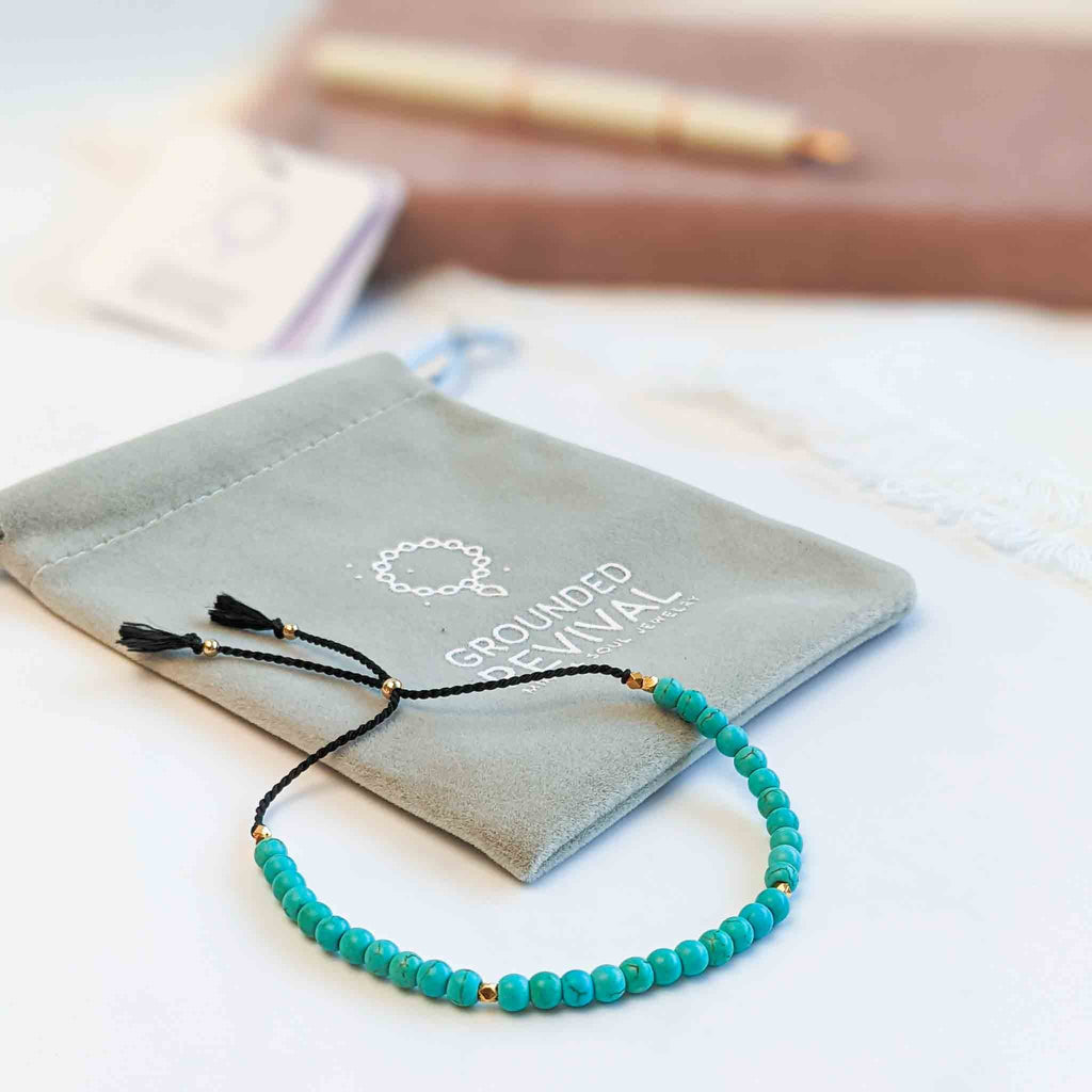 Turquoise Silk Tasbih Bracelet, islamic_prayer_beads - Grounded Revival