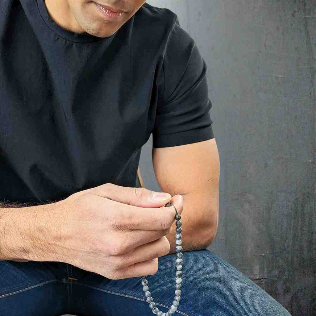 Labradorite | Men's Tasbih Bracelet, islamic_prayer_beads - Grounded Revival
