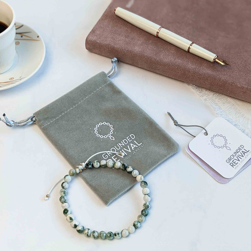 Tree Agate Tasbih Bracelet, islamic_prayer_beads - Grounded Revival