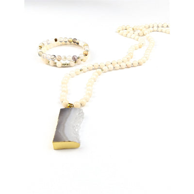 Agate Milky Quartz Tasbih, islamic_prayer_beads - Grounded Revival