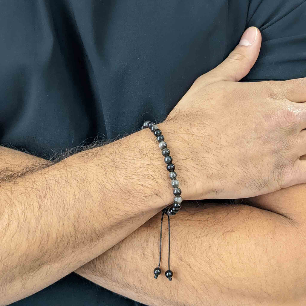 Silver Obsidian | Men's Tasbih Bracelet, islamic_prayer_beads - Grounded Revival