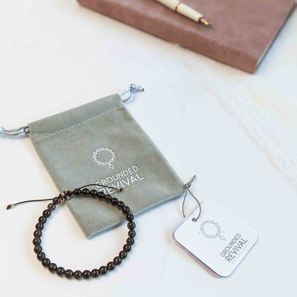 Smoky Quartz Tasbih Bracelet, islamic_prayer_beads - Grounded Revival