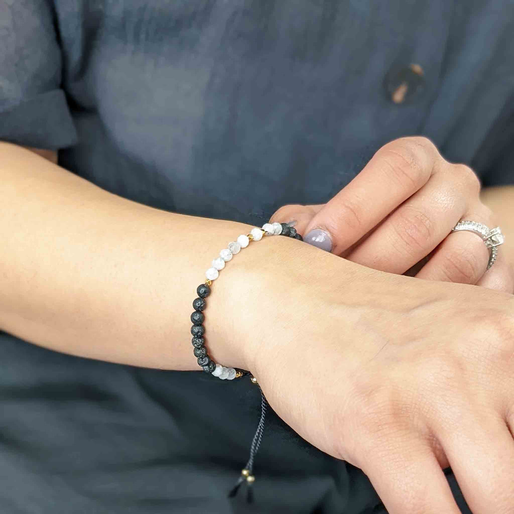 Lava Moonstone Silk Tasbih Bracelet, islamic_prayer_beads - Grounded Revival