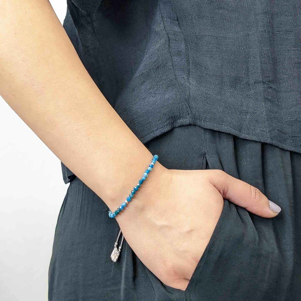 Blue Apatite Silk Tasbih Bracelet, islamic_prayer_beads - Grounded Revival
