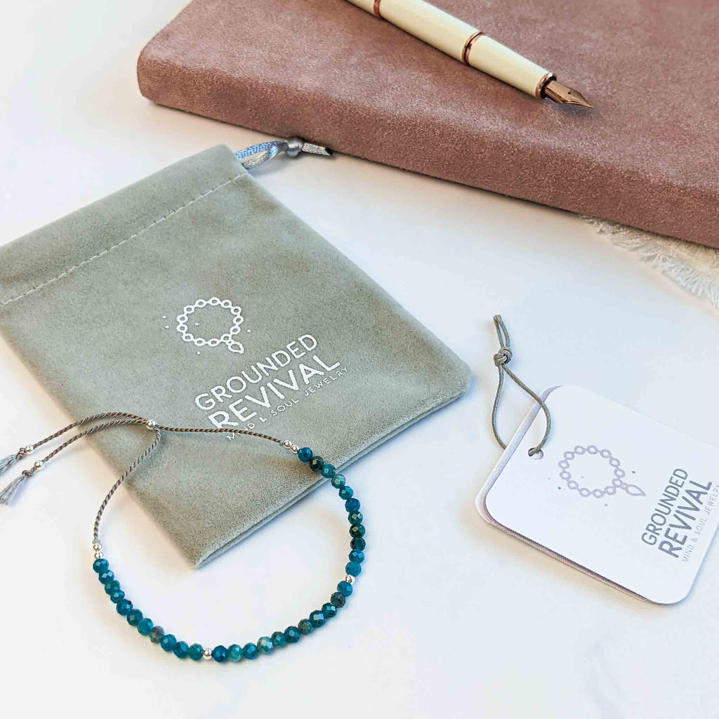 Blue Apatite Silk Tasbih Bracelet, islamic_prayer_beads - Grounded Revival