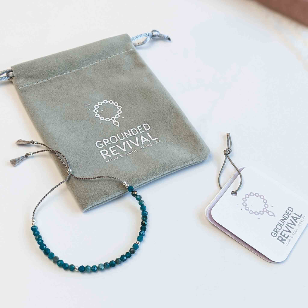 Blue Apatite Silk Tasbih Bracelet, islamic_prayer_beads - Grounded Revival
