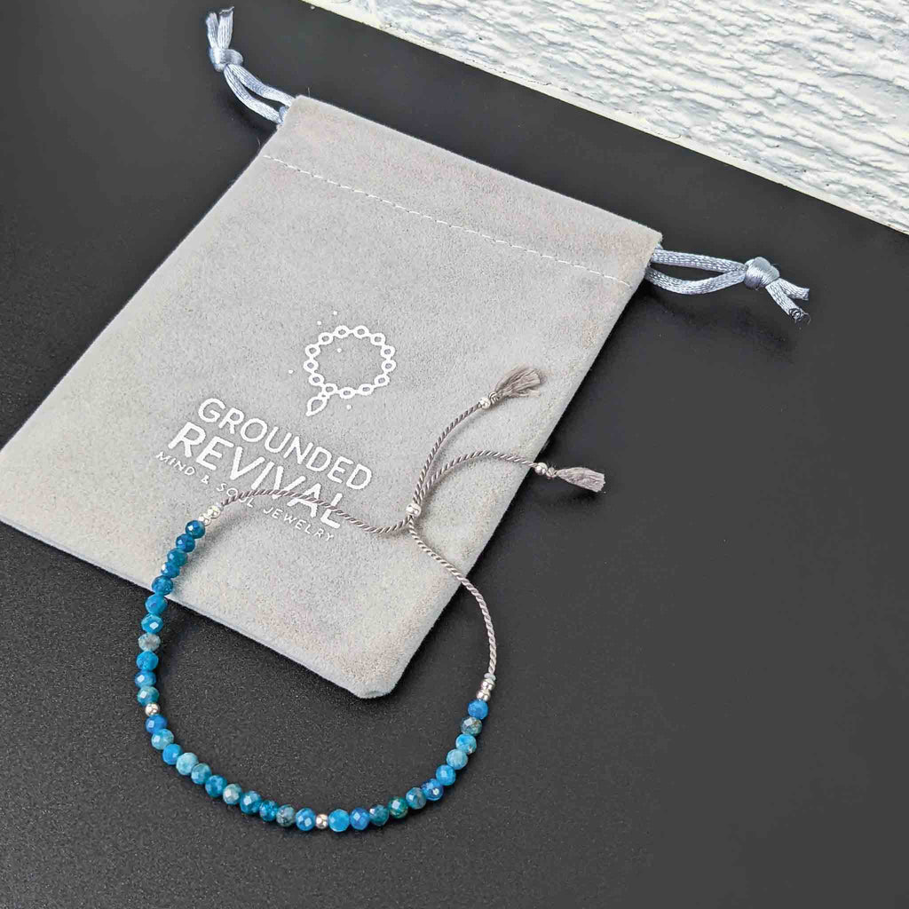 Blue Apatite Silk Tasbih Bracelet, islamic_prayer_beads - Grounded Revival