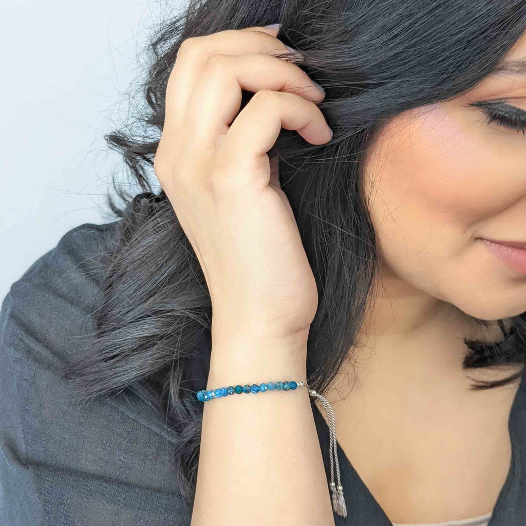 Blue Apatite Silk Tasbih Bracelet, islamic_prayer_beads - Grounded Revival